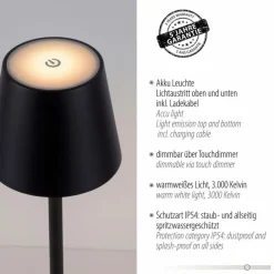 JUST LIGHT. Akku-Tischleuchte Euria