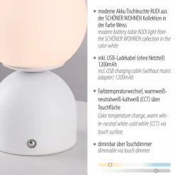 SCHÖNER WOHNEN-Kollektion Akku-Tischleuchte Rudi