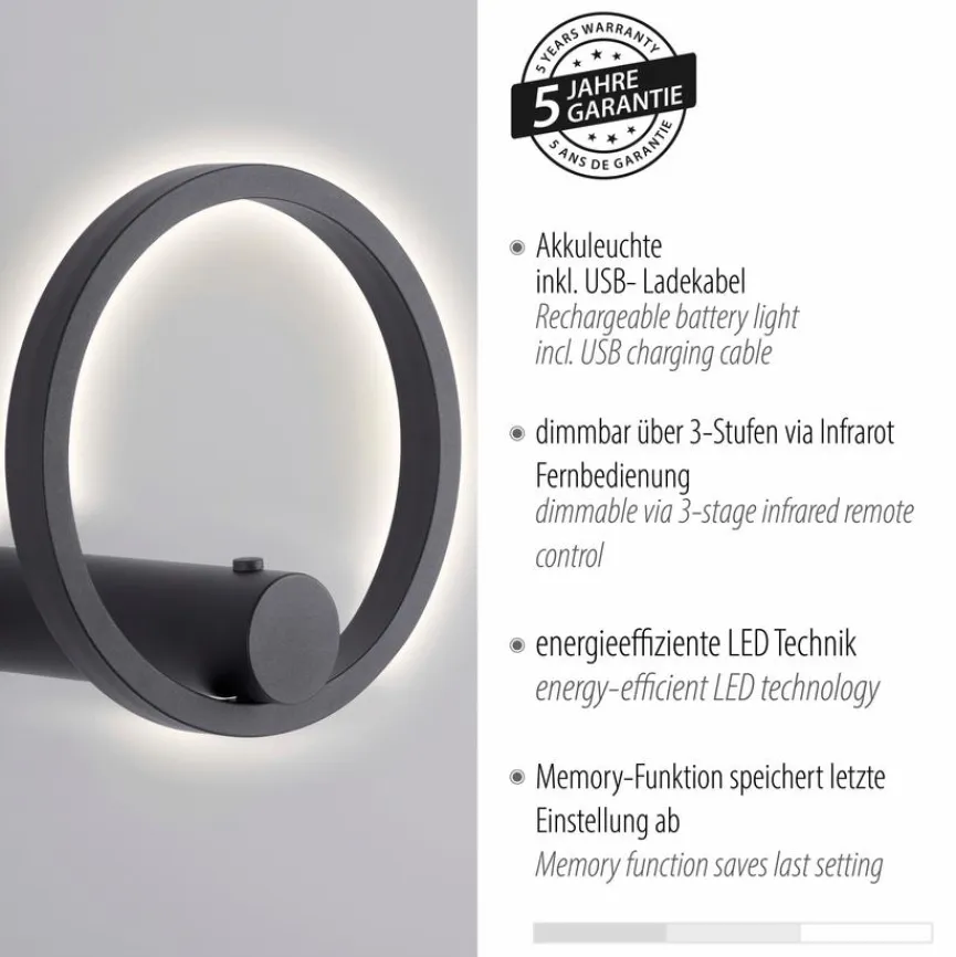 JUST LIGHT. Akku-Wandleuchte Archie