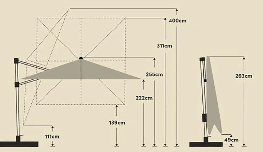 New Ampelschirm Varioflex 300 x 300 cm Sonnenschirme