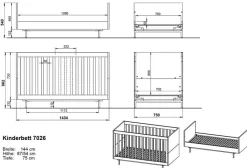 Hot Babybett Tomino 70 x 140 cm Kinder Babybetten|Babybetten