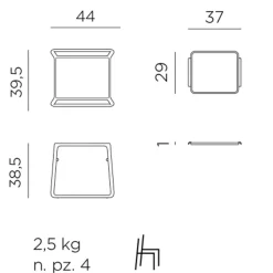 Nardi Balkontische|Gartentische|Beistelltisch Pop 39,5 x 44 cm