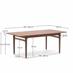 Kave Home Esstische|Esstisch mit Auszug Elan 200/ 260 x 100 cm