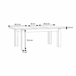 FORTE Esstisch mit Auszug Farida 160/206 x 90 cm