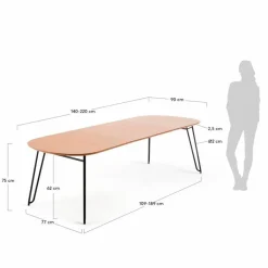 Kave Home Esstisch mit Auszug Novac 140/220 x 90 cm