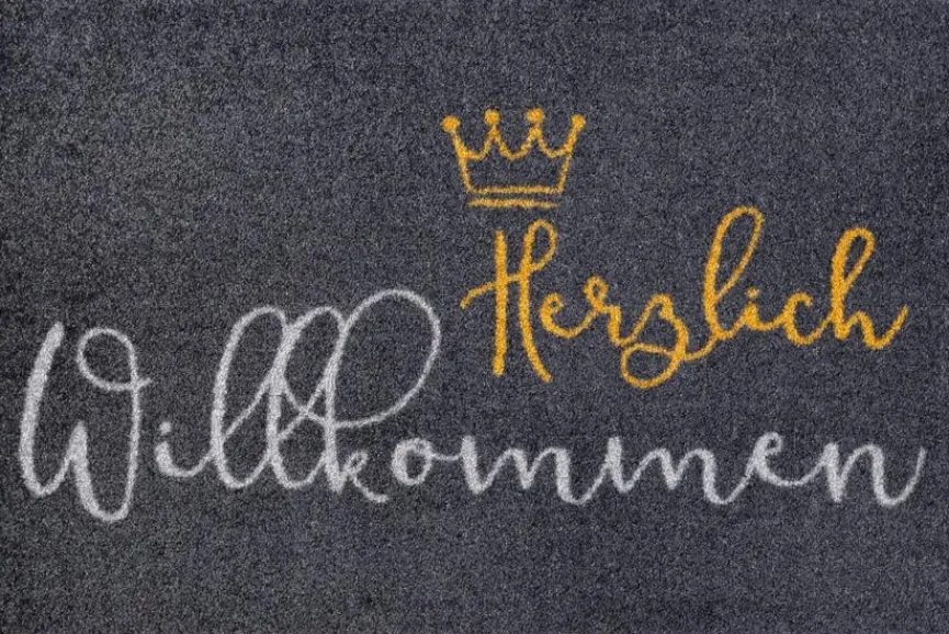 Wash & Dry Fußmatten|Fußmatte Willkommen Krone 50 x 75 cm