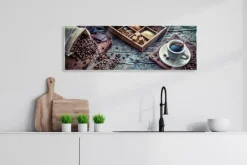 EUROART Bilder Ohne Rahmen|Glasbild 33 x 98 cm Coffee XIV