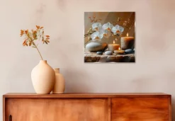 EUROART Bilder Ohne Rahmen|Glasbild 50 x 50 cm Warm Zen V