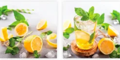EUROART Bilder Ohne Rahmen|Bilder Nach Themen|Glasbild 2tlg. Fresh lemonade