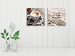 Hot Glasbild 2tlg. Liebe und Kaffee Bilder Ohne Rahmen|Bilder Nach Themen