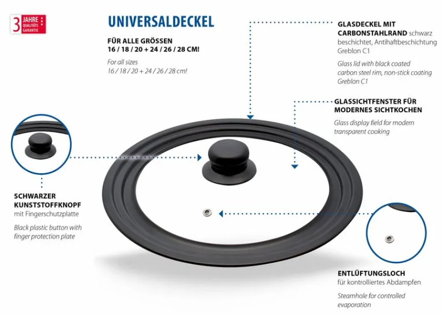 Glasdeckel Multi Ø 24 - 28 cm Zubehör & Ersatz