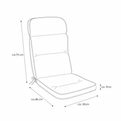 Gartenstuhl-Auflagen|Hochlehner-Auflage Kreta 50 x 123 cm