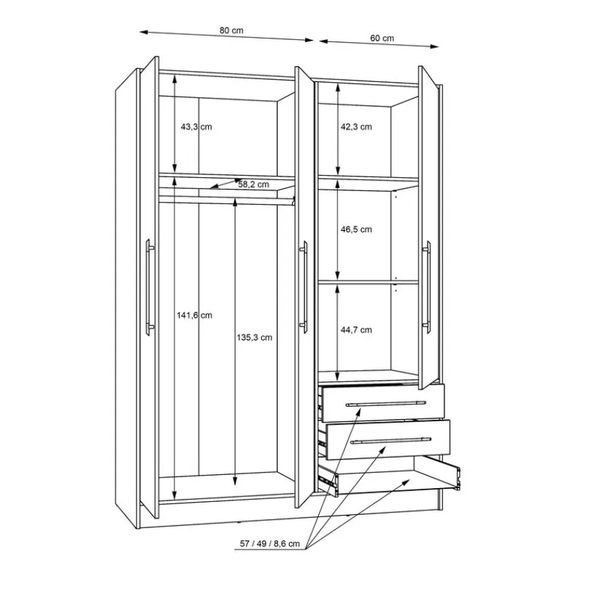 FORTE Kleiderschränke|Kleiderschrank Jupiter 145 x 200 cm