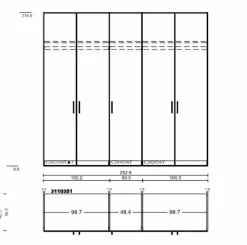 Outlet Kleiderschrank Liventio 250 x 236 cm Kleiderschränke