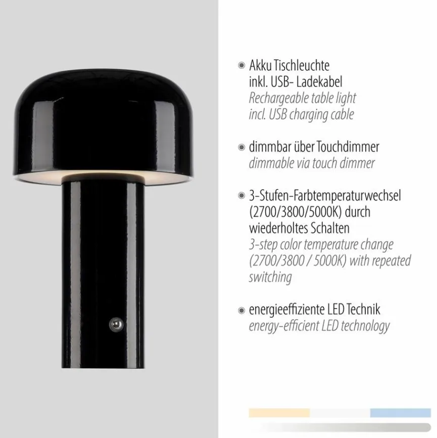 JUST LIGHT. Tischlampen|LED-Akkutischleuchte Agnes