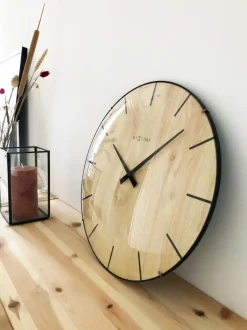 Nextime Wanduhren|Quarzwanduhr Edge Wood Dome Ø 35 cm