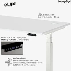 NowyStyl Schreibtisch elektrisch eUP3 160 x 80 cm