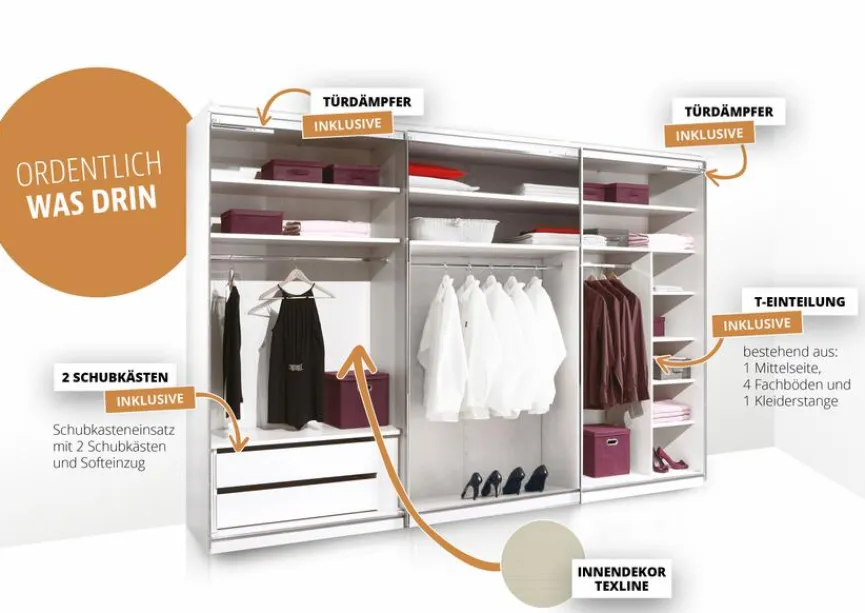 Staud Schwebetürenschrank Includo 249 x 222 cm