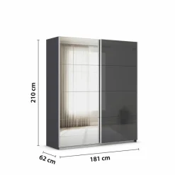 Clearance Schwebetürenschrank Quadra 181 x 210 cm Kleiderschränke