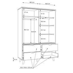 FORTE Schwebetürenschrank Vankka 139 x 202 cm