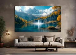 EUROART Bilder Ohne Rahmen|Wandbild 100 x 180 cm Impressive Waterfall I