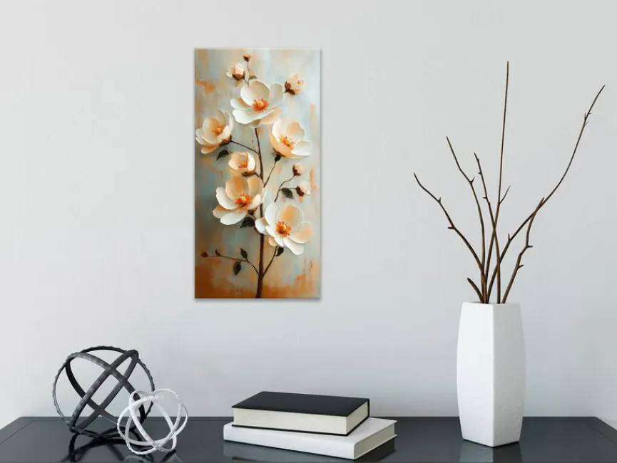 EUROART Bilder Ohne Rahmen|Wandbild 20 x 40 cm White Flowers III